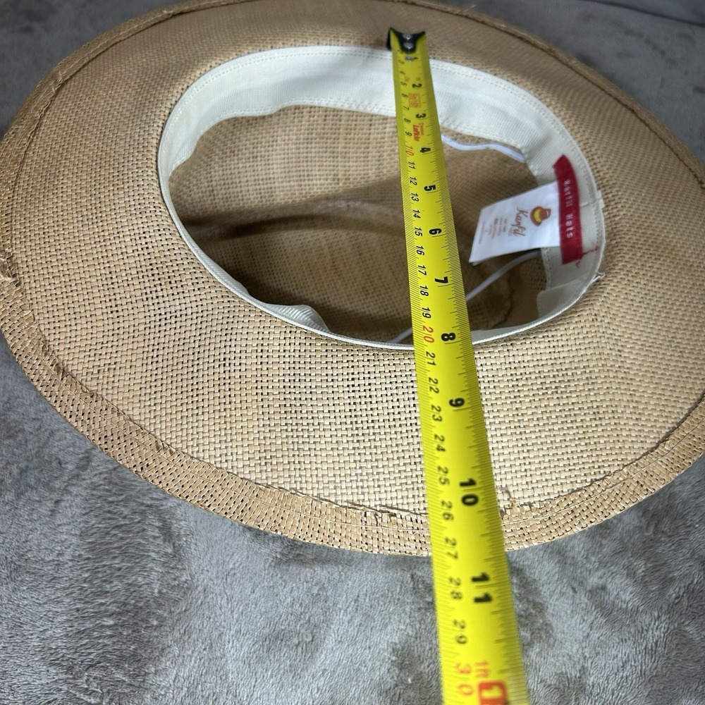 Karfil Hats Greece Woven Straw Fedora Sun Hat Beige Black Band Size M Medium - Picture 11 of 11